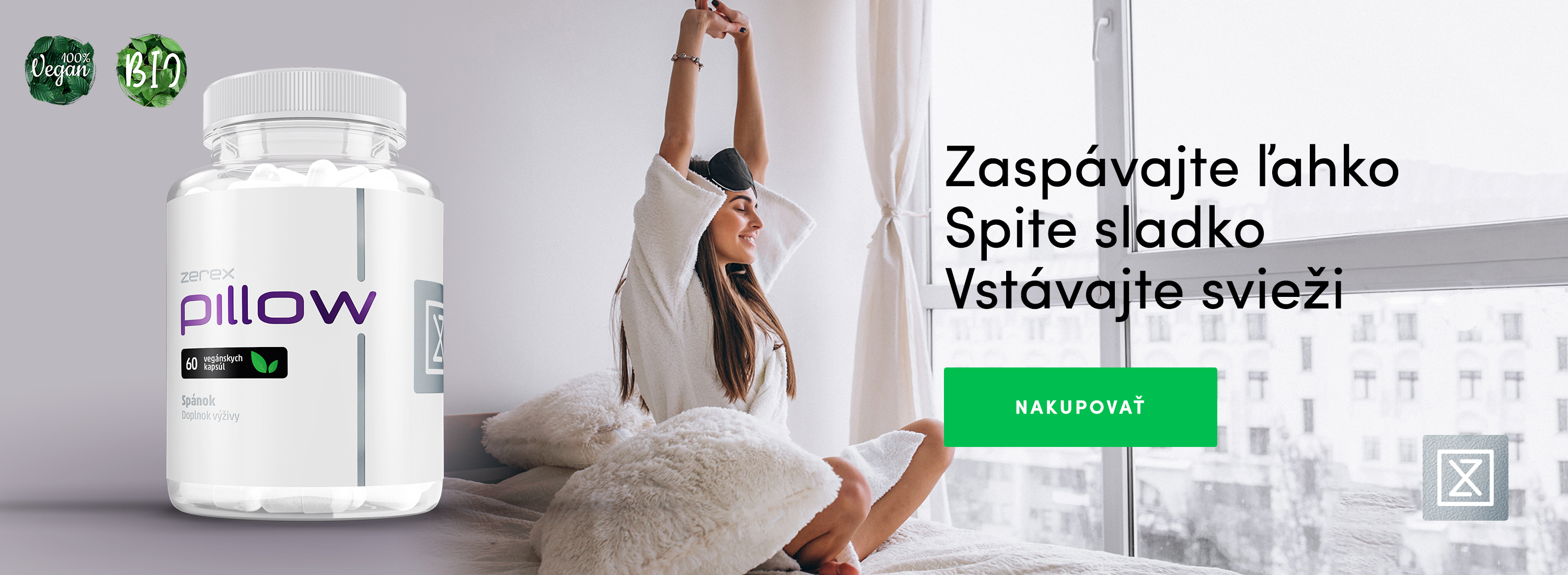 Pillow podporuje pokojné zaspávanie, kvalitu spánku a prispieva k zobúdzaniu plnému energie.